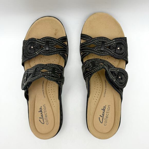 Clarks Womens Laurieann Dusk Sandals US 6 M EU 36 Black Slip On GUC - Picture 10 of 13